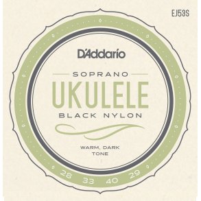 D'Addario EJ53S Ukulele Sopran Hawaiian Black Nylon